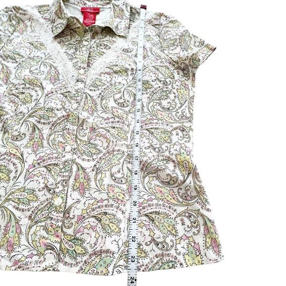 Oscar de la Renta Paisley Print Short Sleeve Button Down Shirt Size 12 NWT - Picture 5 of 8
